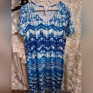 Blue Tie-Dye Midi Dress